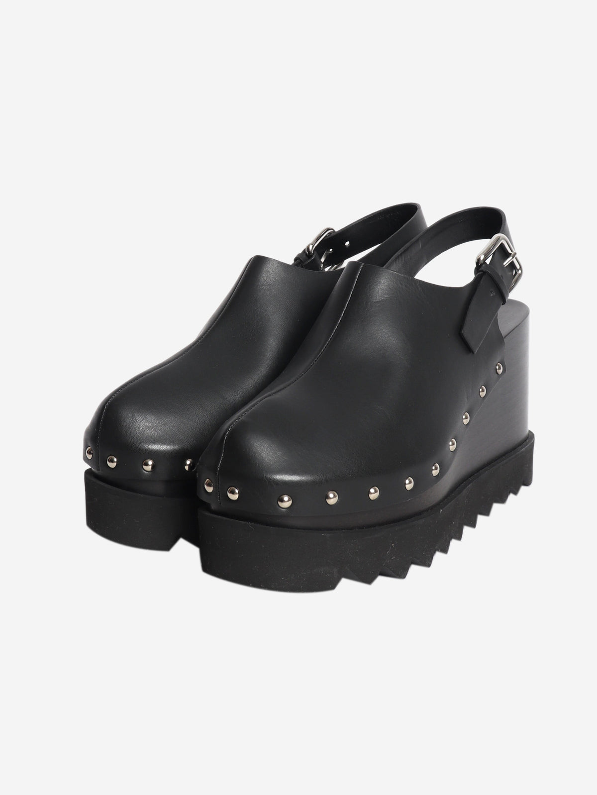 Black leather platform clogs - size EU 37.5 Heels Stella McCartney 
