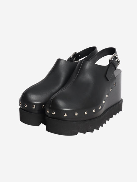 Black leather platform clogs - size EU 37.5 alternate image