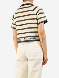 Cream and navy striped short sleeve jacket - size UK 10 Coats & Jackets Dior 