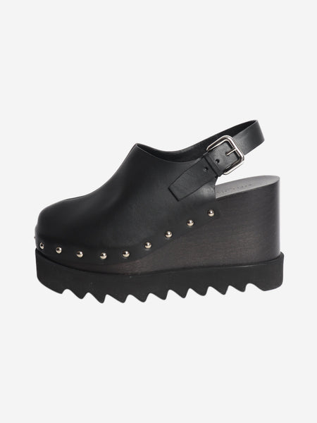 Black leather platform clogs - size EU 37.5 product image
