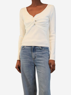 White ribbed knot top - size S Tops Cara Cara 