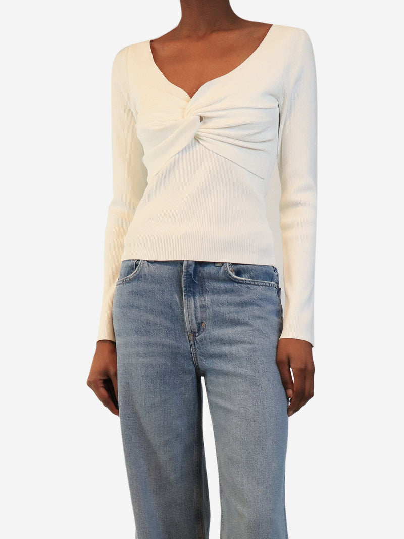 White ribbed knot top - size S Tops Cara Cara 