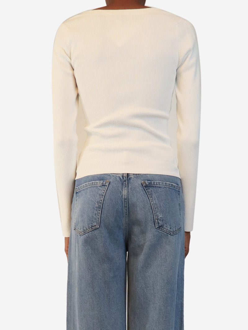 White ribbed knot top - size S Tops Cara Cara 