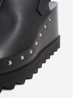 Black leather platform clogs - size EU 37.5 Heels Stella McCartney 