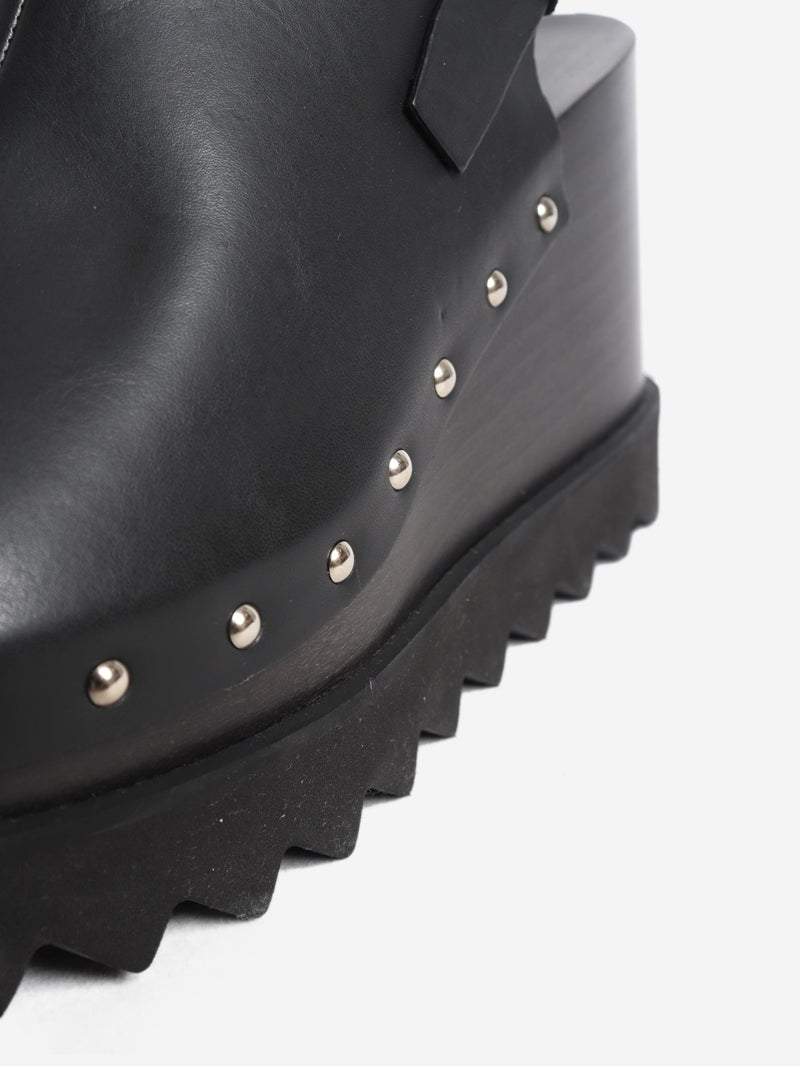 Black leather platform clogs - size EU 37.5 Heels Stella McCartney 