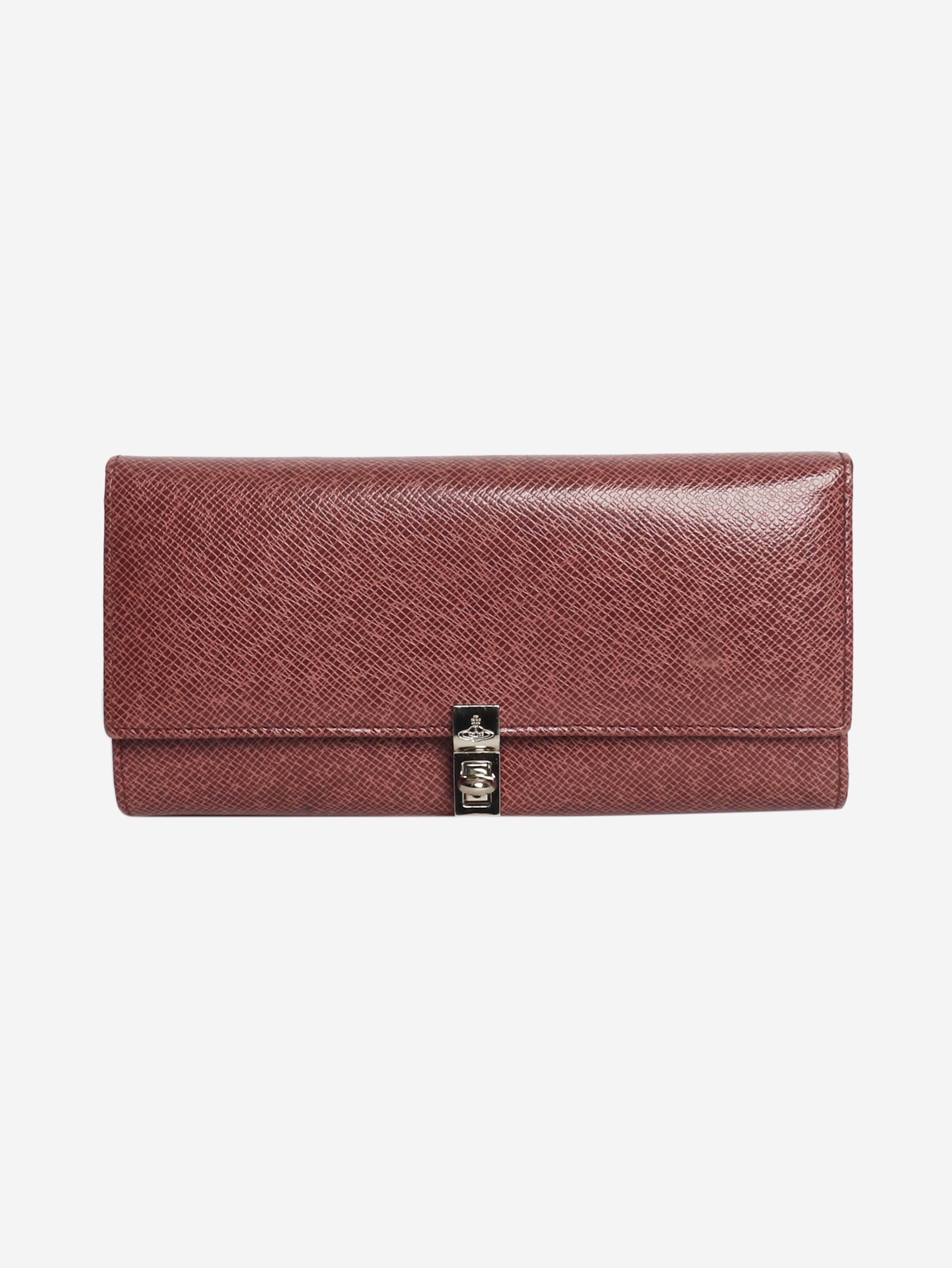 Pink leather textured wallet