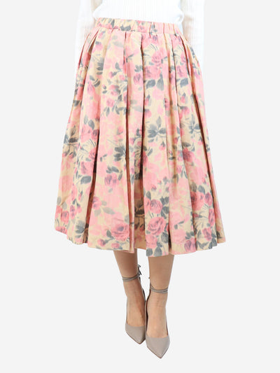 Pink and beige double rideau floral midi skirt - size M Skirts Casey Casey 