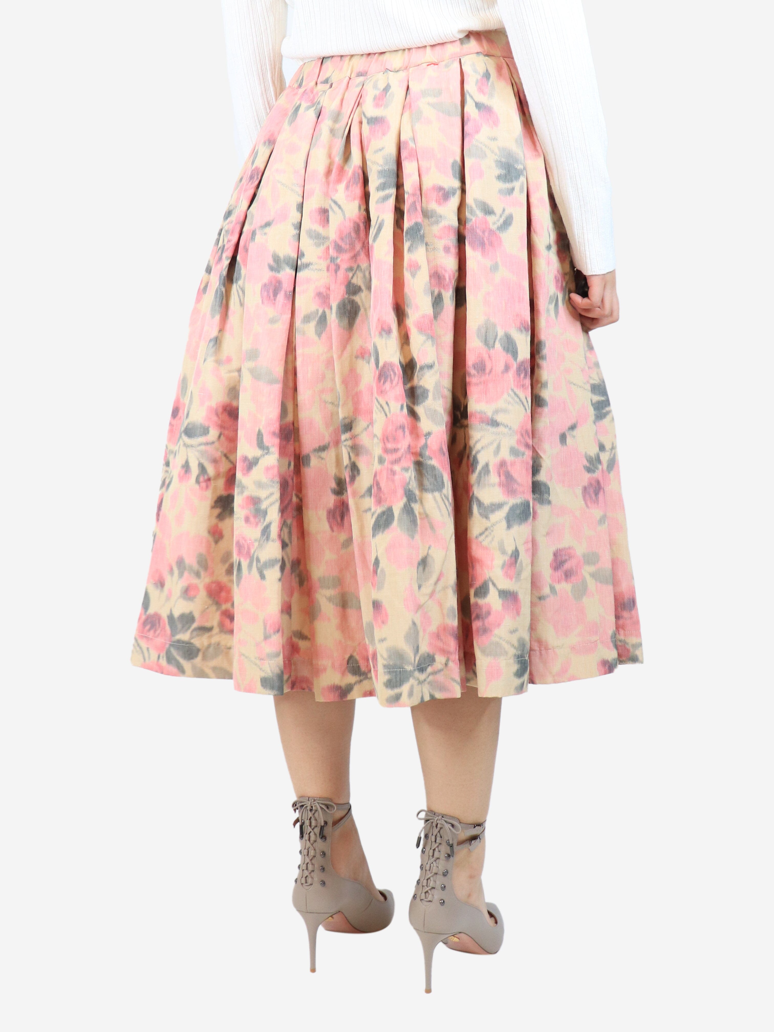 Pink and beige double rideau floral midi skirt - size M Skirts Casey Casey 