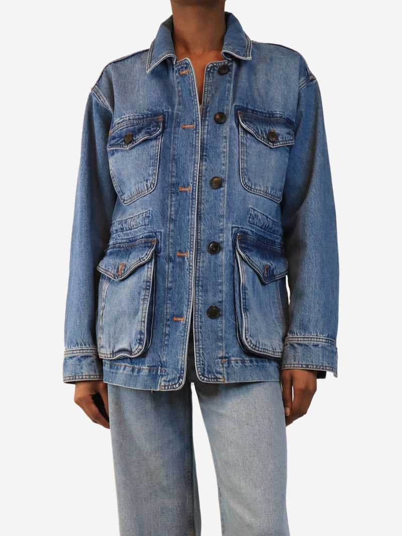 Blue denim cargo jacket - size UK 8 Coats & Jackets ME+EM 