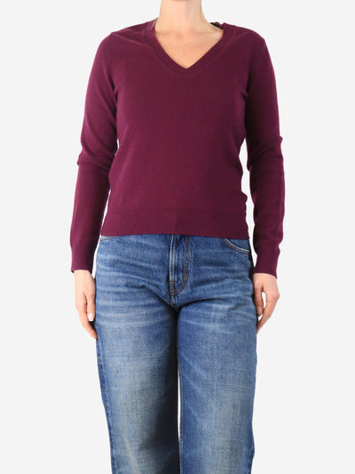 Purple cashmere v-neck jumper - size M Knitwear Eric Bompard 