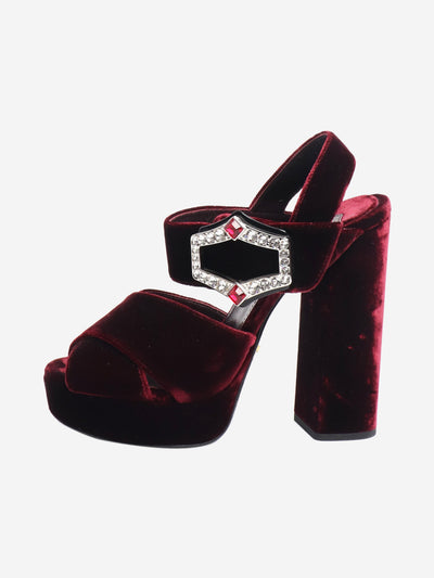 Maroon velvet heels with diamante buckle - size EU 36 (UK 3) Heels Prada 