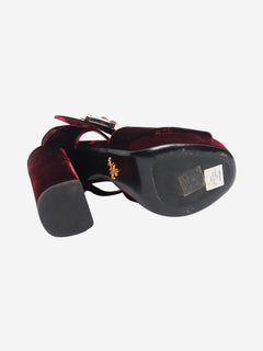Maroon velvet heels with diamante buckle - size EU 36 (UK 3) Heels Prada 