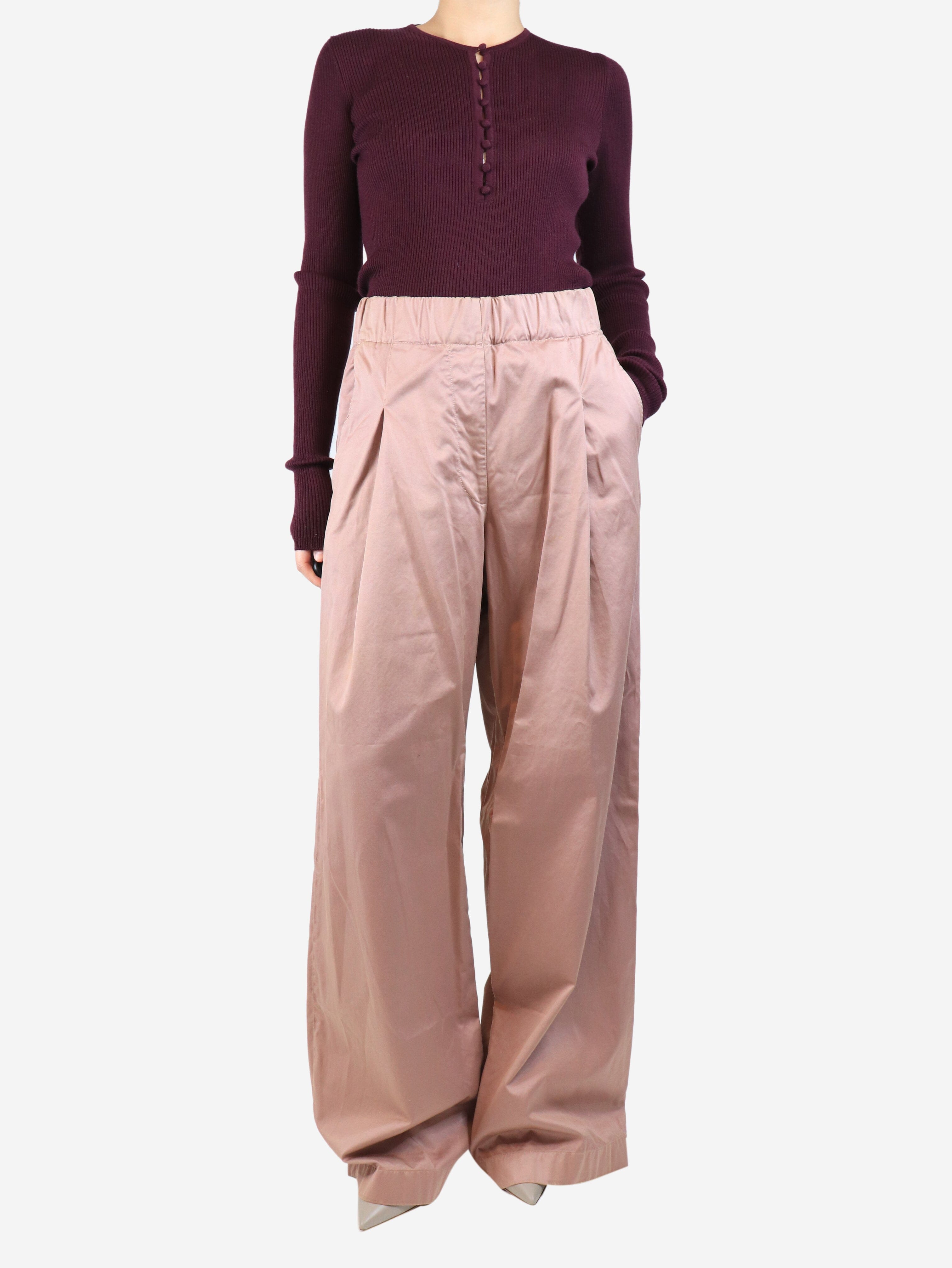 Dusty pink satin trousers - size S Trousers Dries Van Noten 