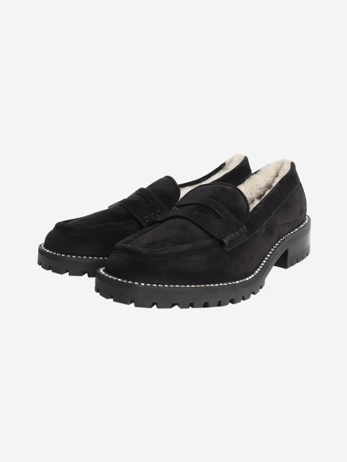 Black suede shearling loafers - size EU 37 Flat Shoes Jimmy Choo 