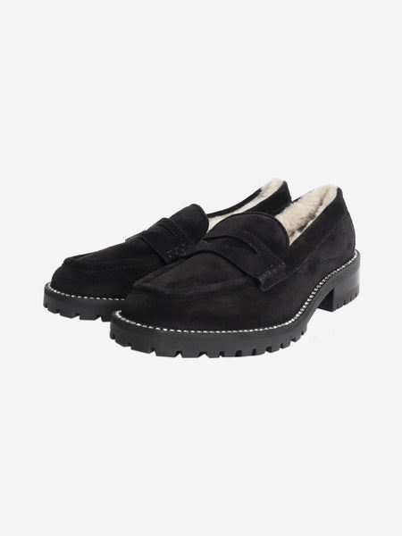 Black suede shearling loafers - size EU 37 alternate image