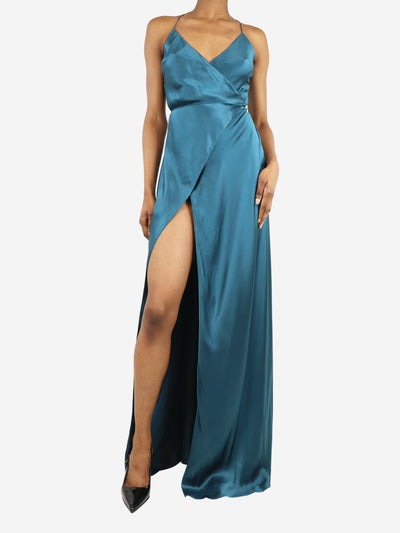 Teal Blue silk wrap gown - size UK 4 Dresses Michelle Mason 