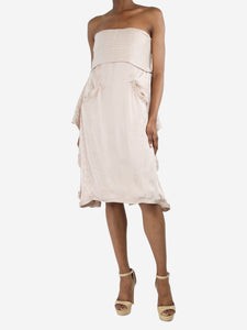 Missoni Cream asymmetric strapless silk printed dress - size UK 6