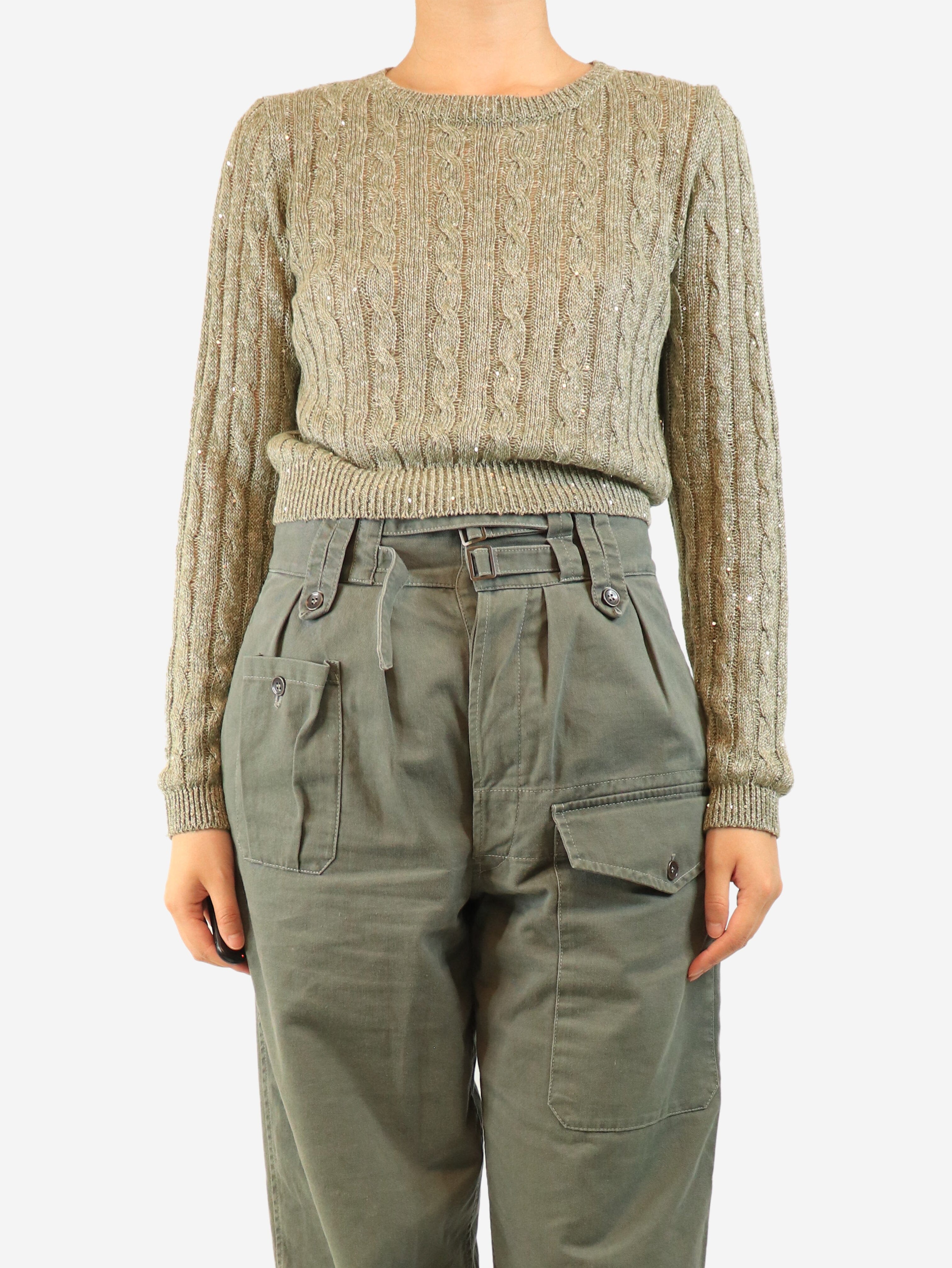 Green sequin knit jumper - size S Knitwear Brunello Cucinelli 