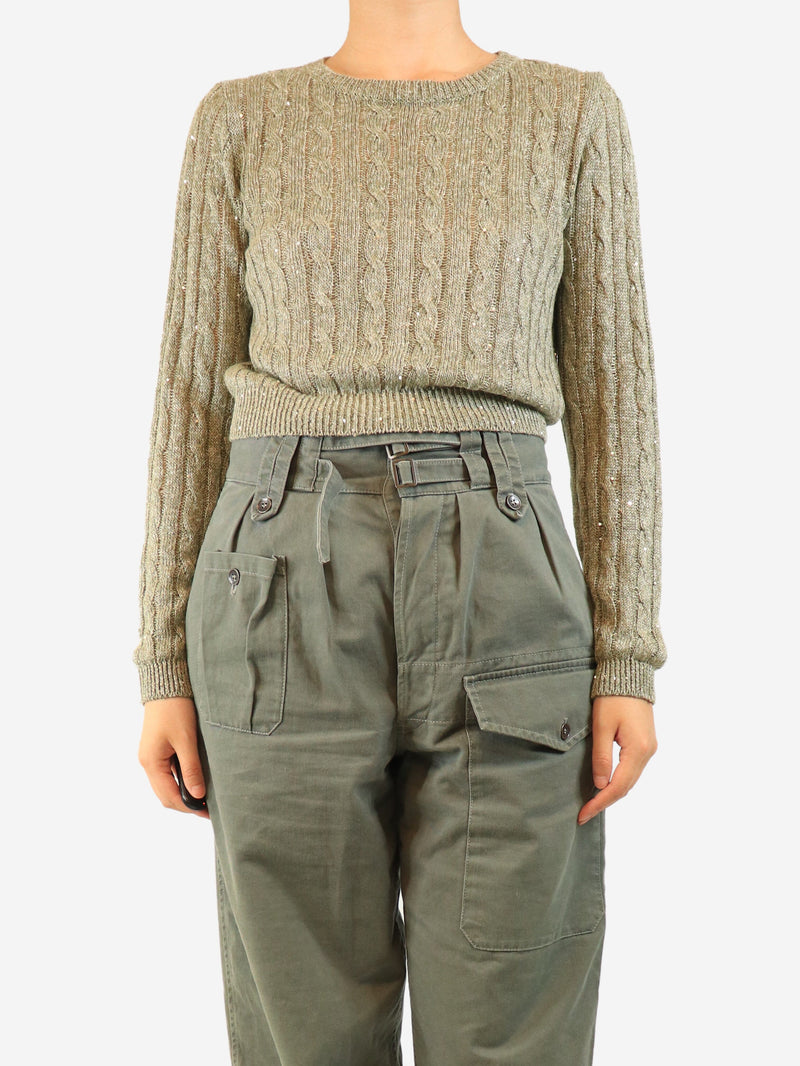 Green sequin knit jumper - size S Knitwear Brunello Cucinelli 