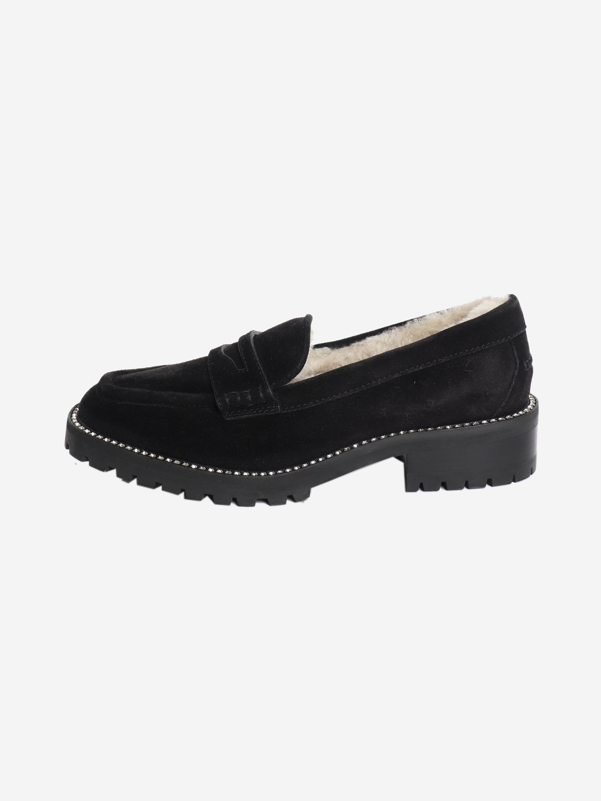 Black suede shearling loafers - size EU 37 Flat Shoes Jimmy Choo 