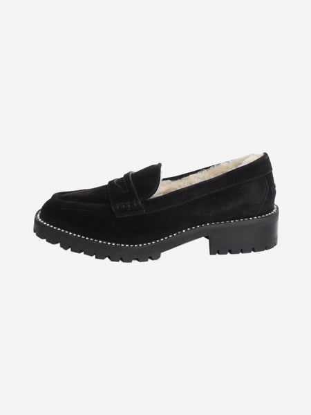 Black suede shearling loafers - size EU 37 product image