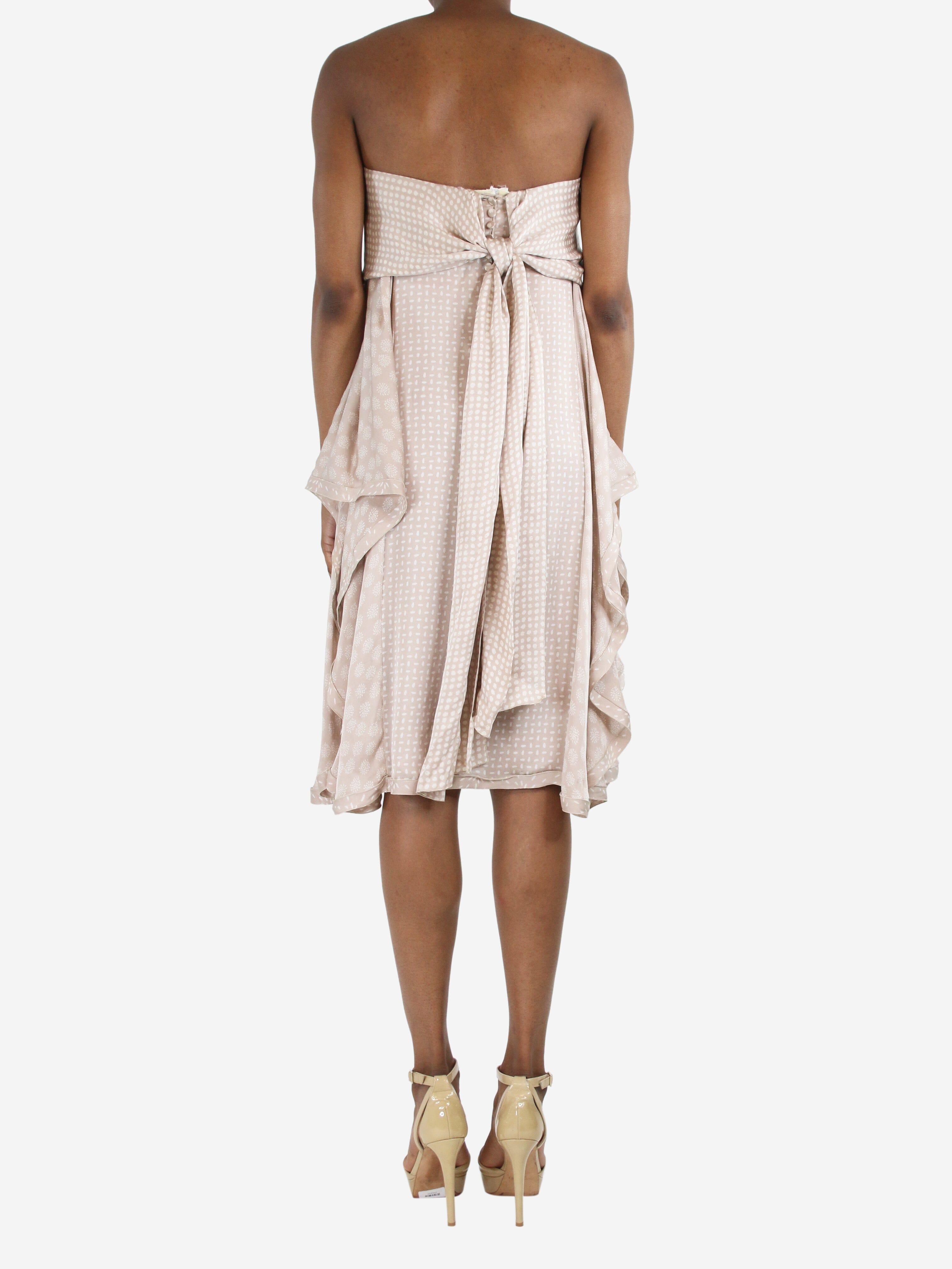 Cream asymmetric strapless silk printed dress - size UK 6 Dresses Missoni 
