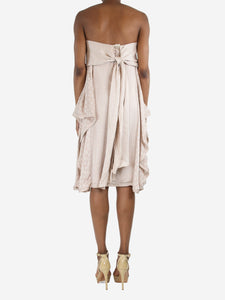 Missoni Cream asymmetric strapless silk printed dress - size UK 6