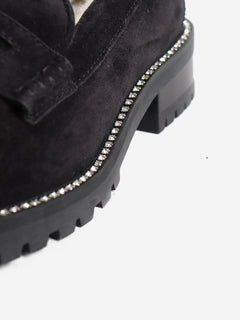 Black suede shearling loafers - size EU 37 Flat Shoes Jimmy Choo 