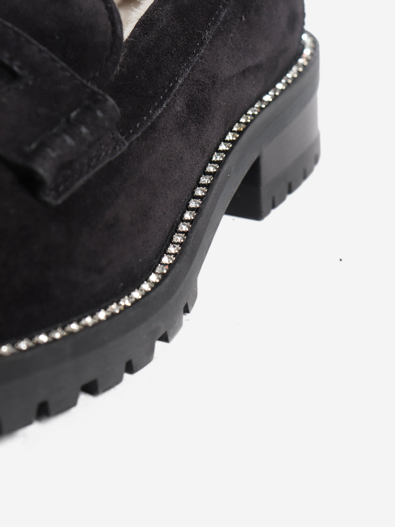 Black suede shearling loafers - size EU 37 Flat Shoes Jimmy Choo 