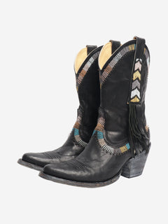 Black leather cowboy boots - size EU 36 (UK 3) Boots Jessie Western 