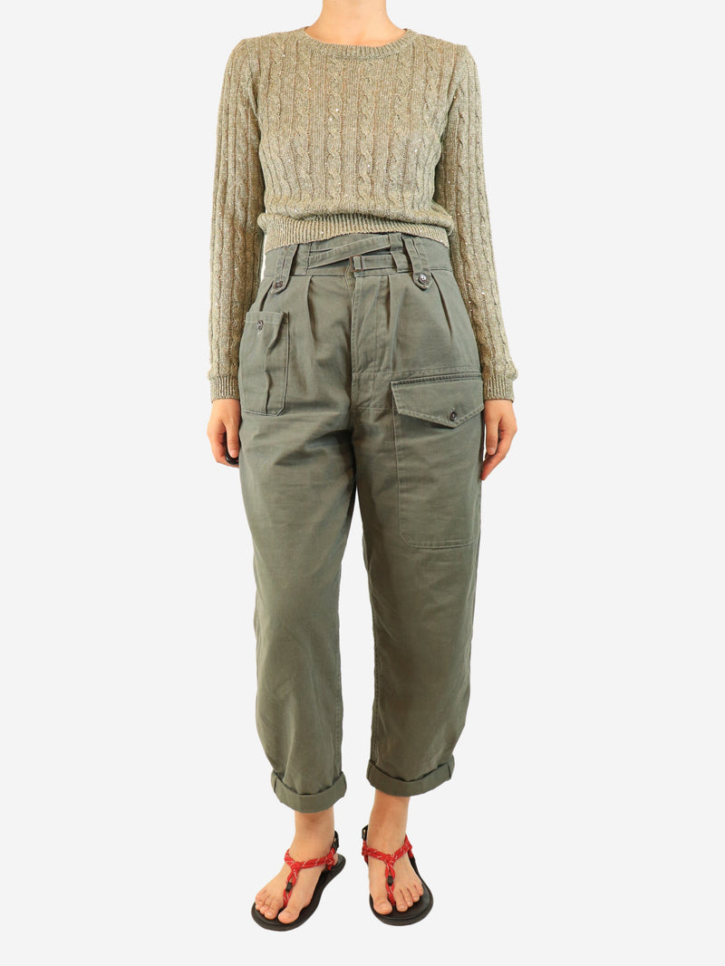 Green cargo style trousers - size UK 12 Trousers Saint Laurent 