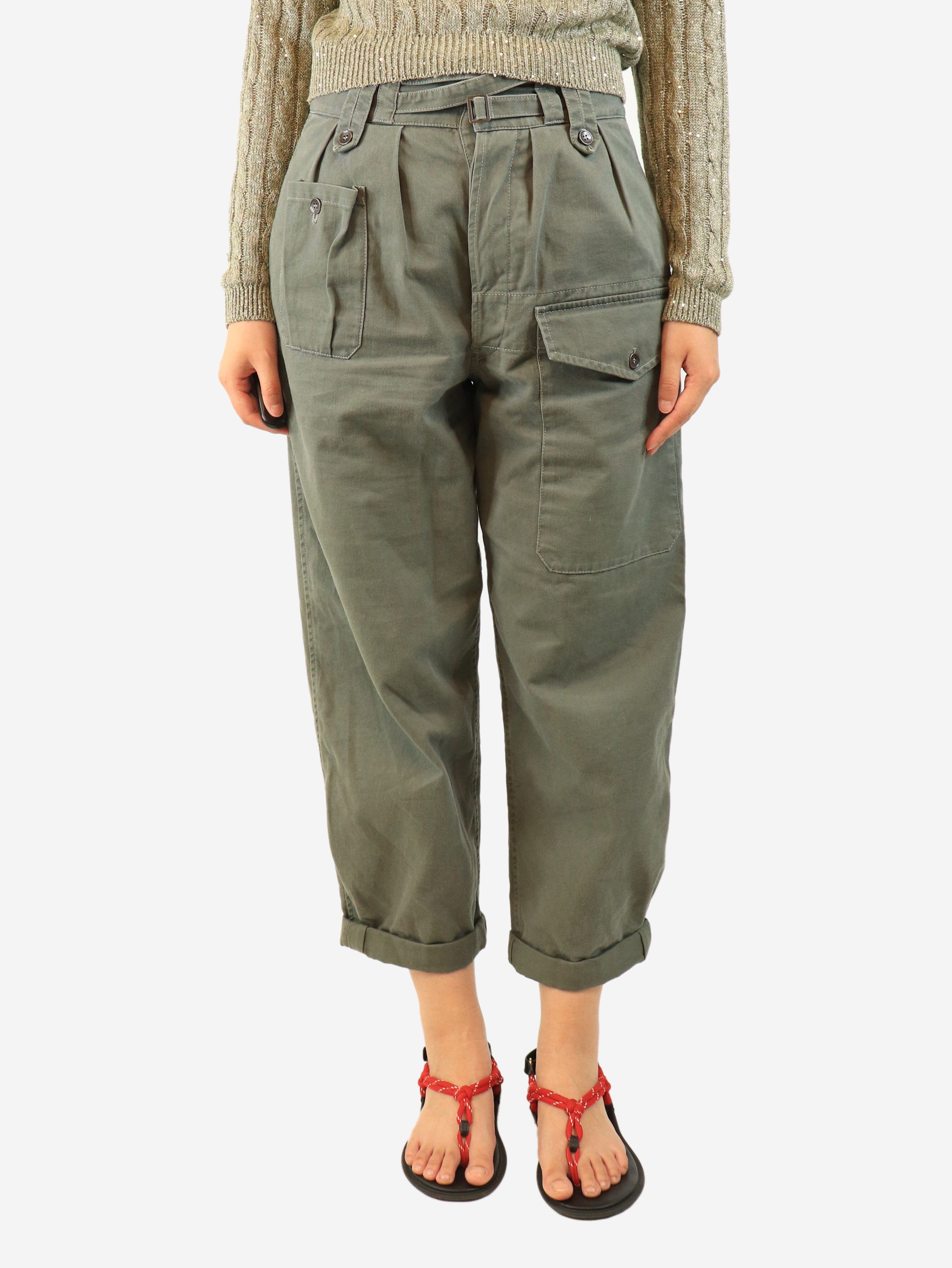 Green cargo style trousers - size UK 12 Trousers Saint Laurent 
