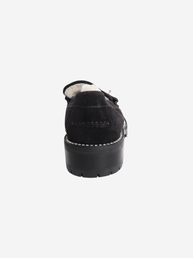 Black suede shearling loafers - size EU 37 Flat Shoes Jimmy Choo 