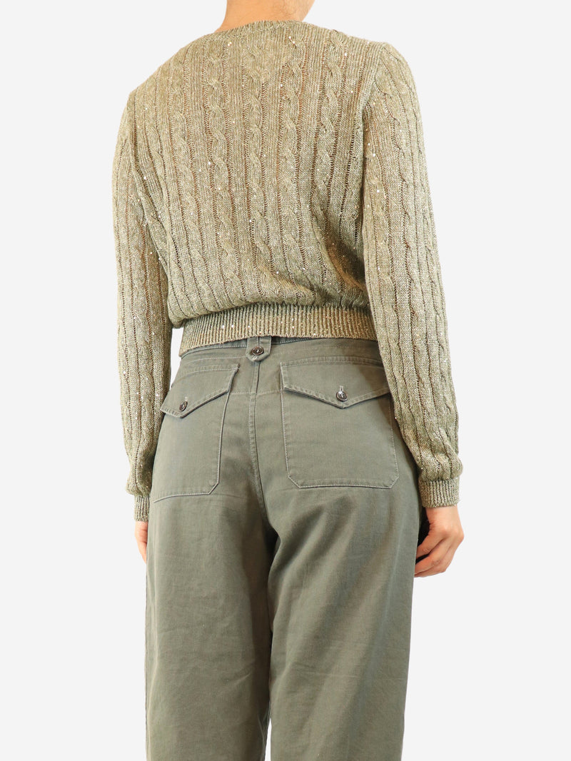 Green sequin knit jumper - size S Knitwear Brunello Cucinelli 