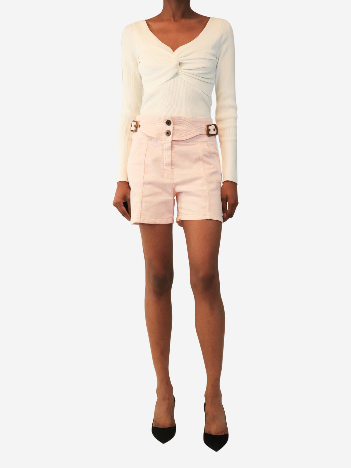 Peach blush buckled mini shorts - size UK 10 Shorts Chloe 