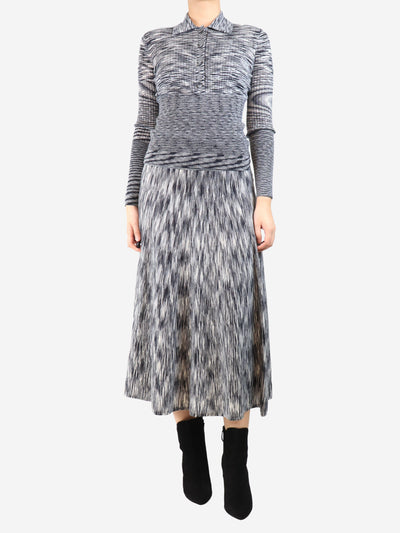 Grey merino rib-knit polo top and skirt set - size S Sets Joseph 