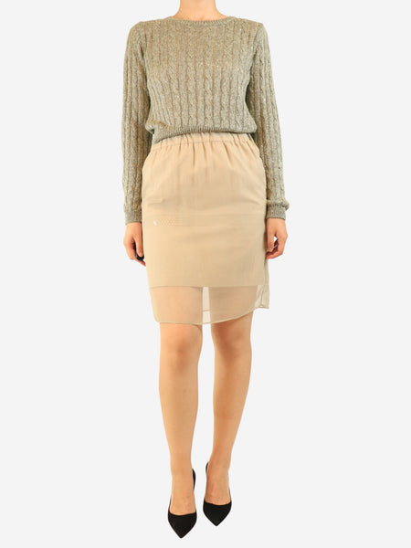 Beige silk layered mini skirt - size UK 8 alternate image