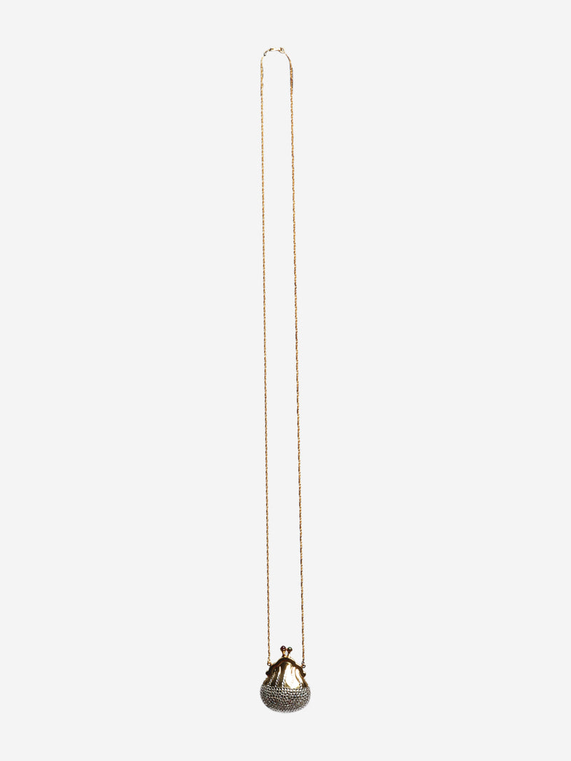 Gold Chateline Swarovski Crystal Pillbox necklace