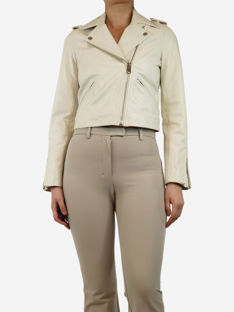 Ecru faux leather jacket
