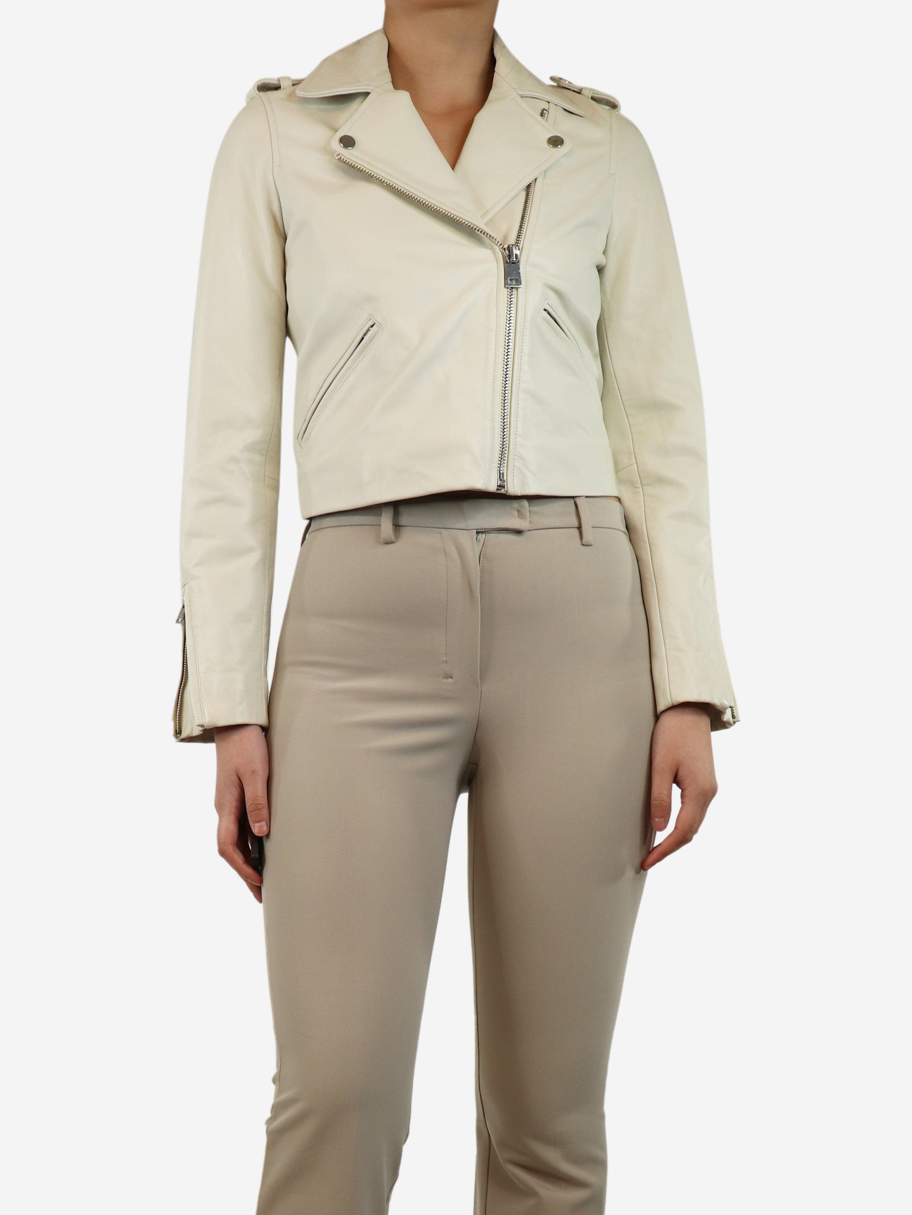 Ecru faux leather jacket - size UK 8 Coats & Jackets Claudie Pierlot 