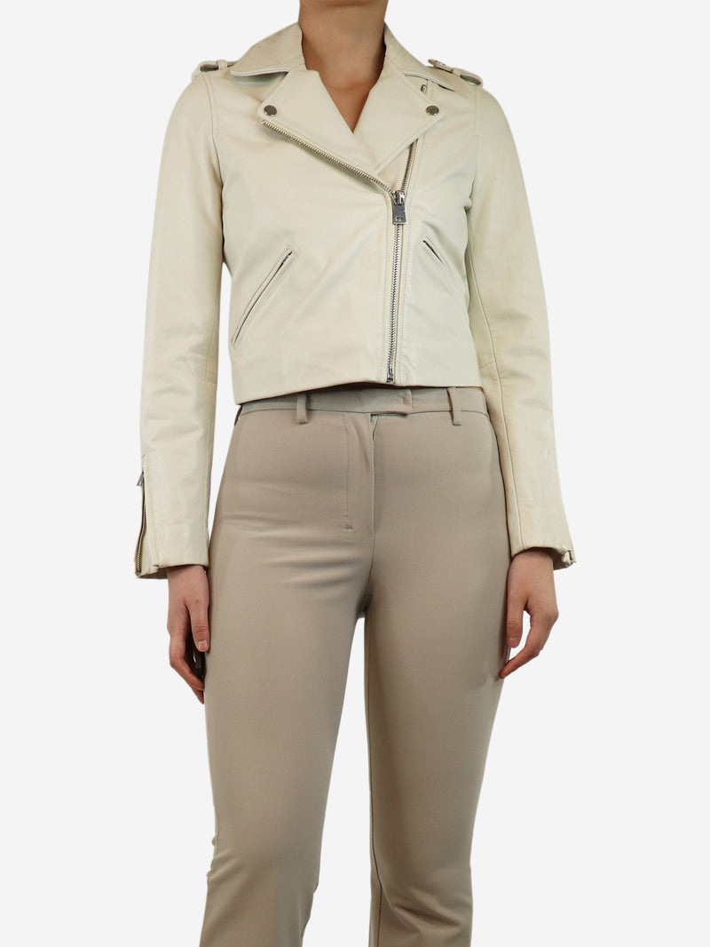 Ecru faux leather jacket - size UK 8 Coats & Jackets Claudie Pierlot 
