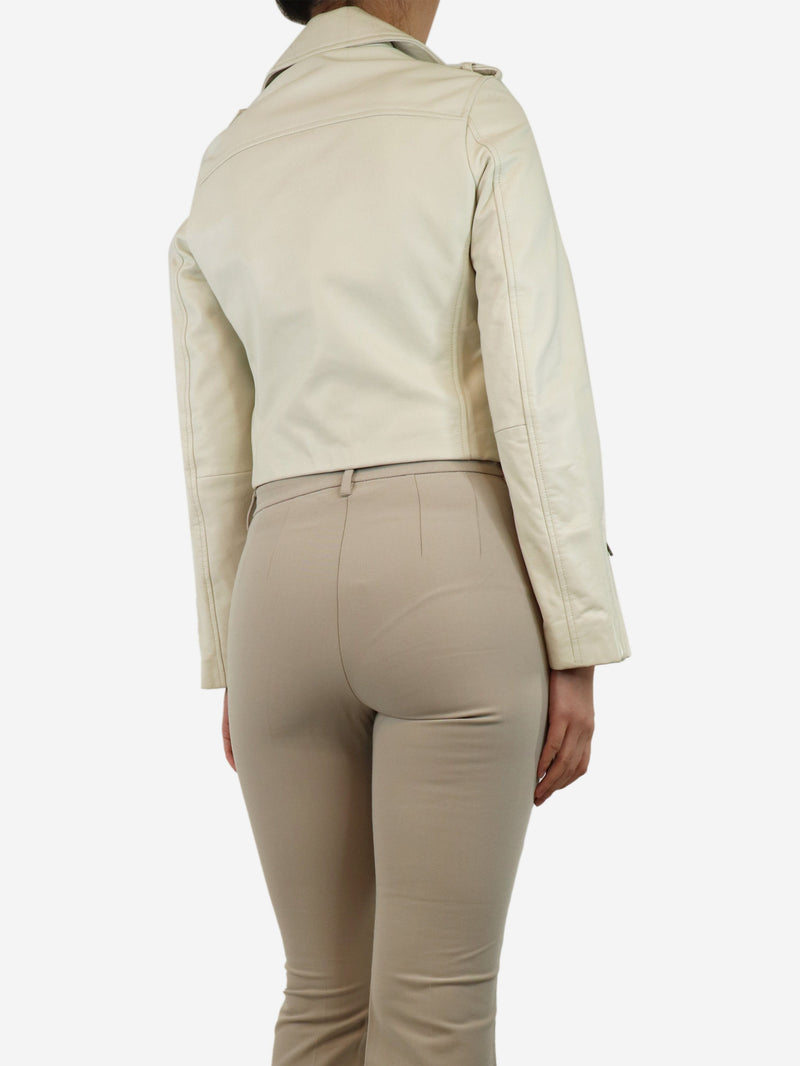 Ecru faux leather jacket - size UK 8 Coats & Jackets Claudie Pierlot 