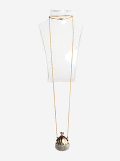 Gold Chateline Swarovski Crystal Pillbox necklace