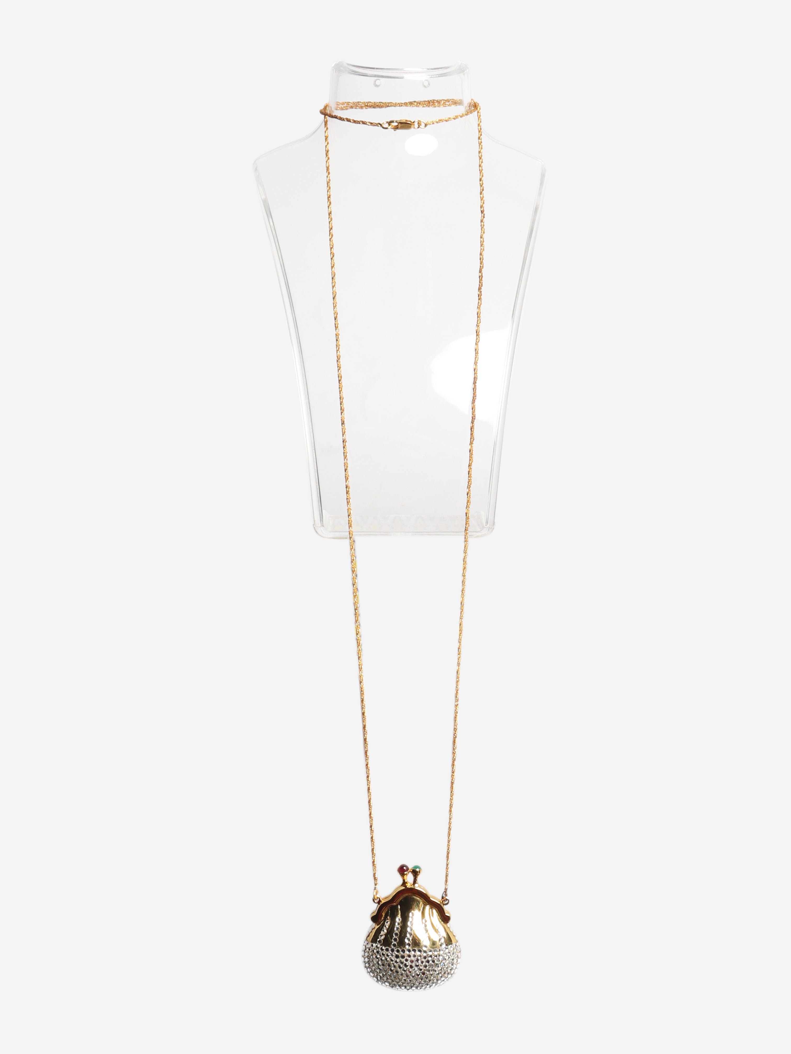 Gold Chateline Swarovski Crystal Pillbox necklace