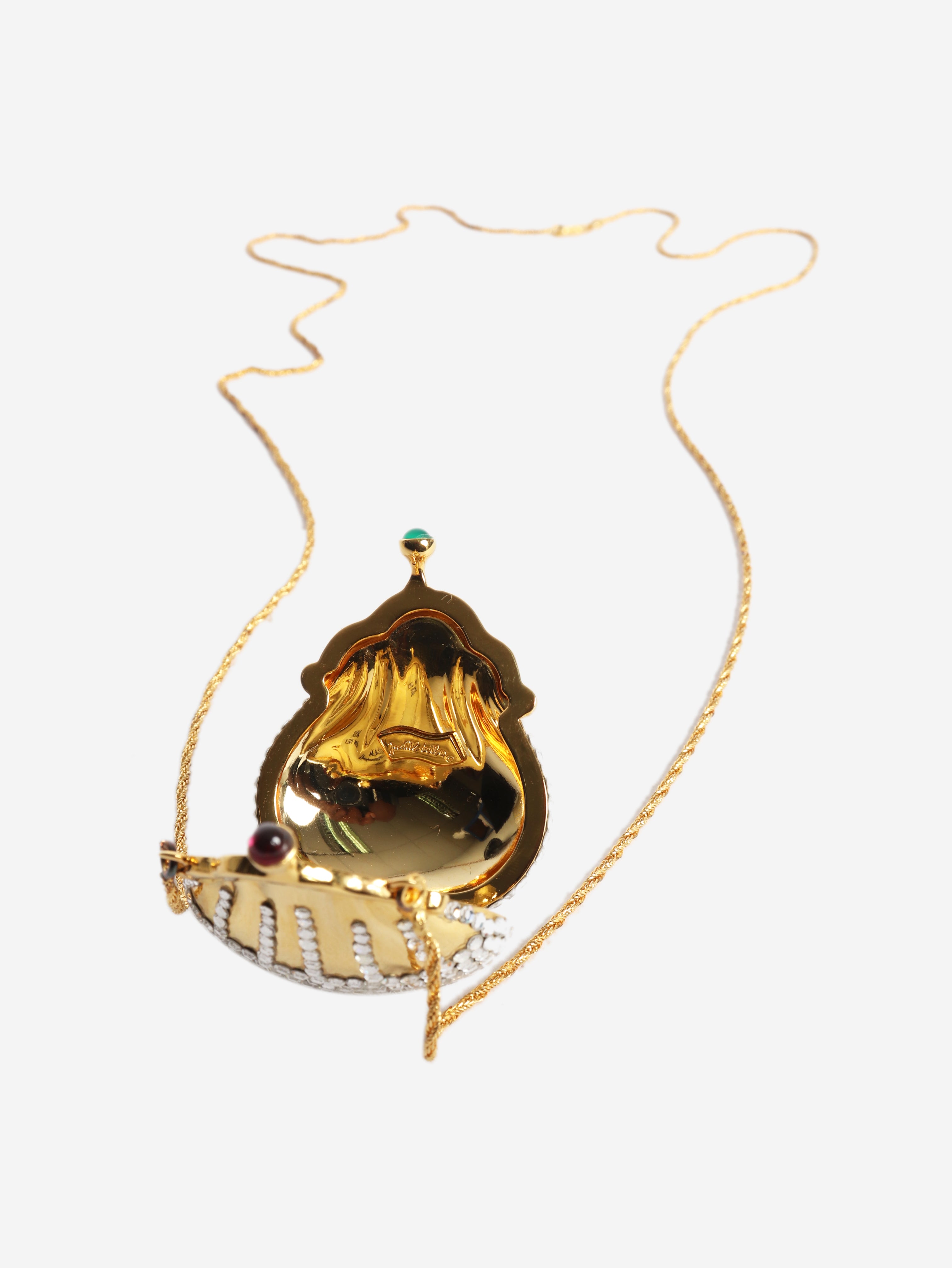 Gold Chateline Swarovski Crystal Pillbox necklace