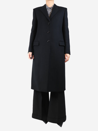 Black single-breasted wool coat - size UK 12