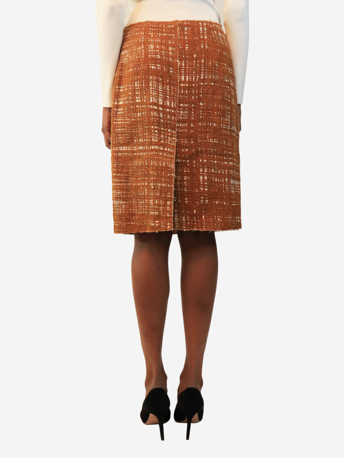 Burnt orange 2012 Reissue Trompe l'œil tweed-print skirt - size UK 8 Skirts Prada 
