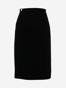 Gucci Black A-line velvet midi skirt - size UK 10