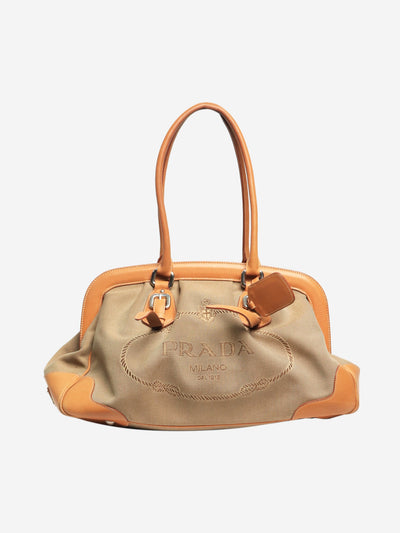Brown canvas and leather top handle bag Top Handle Bags Prada 