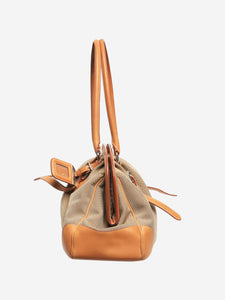 Prada Brown canvas and leather top handle bag